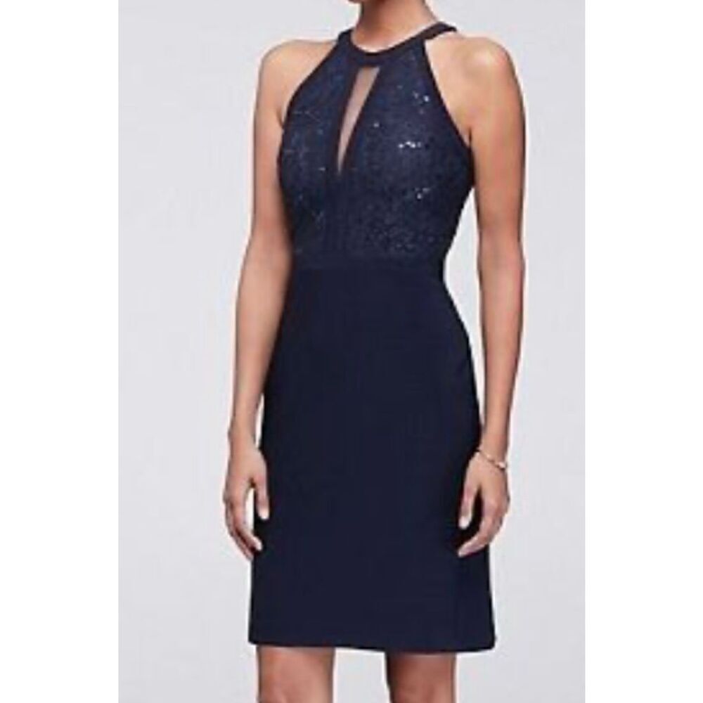 nightwayâwomenâs blue knee length sequin dress, size 10âïżŒ